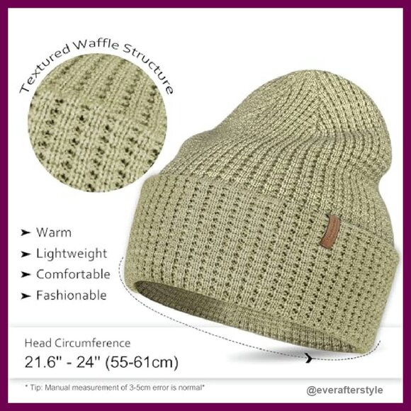 Merino Wool Blend Beanie Extra Warm Winter Hat Slouch Cuffed Unisex main image 5